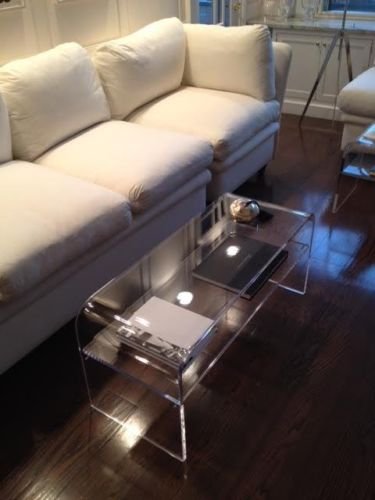 southeastflorida Acrylic Coffee Table with SHELF for magazines etc, 44x16x16x3/4