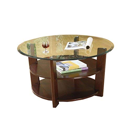 3 Pc. Set Solid Wood Coffee Table with 2 End Tables 8mm Beveled Glass Top with Two Shelves in Espresso Finish