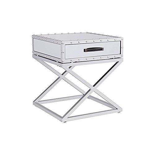 Southern Enterprises Lazio Industrial Mirrored End Table with Matte Silver Trim