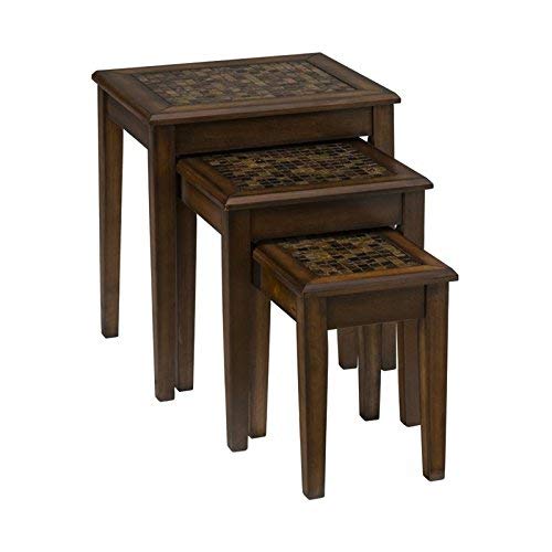 BOWERY HILL 3 Piece Nesting Table Set in Brown