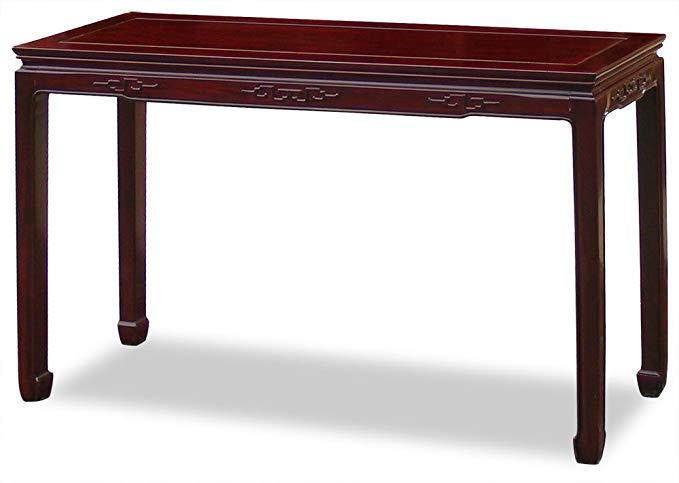 ChinaFurnitureOnline Rosewood Console Table, 48 Inches Chinese Key Design Table Dark Cherry Finish