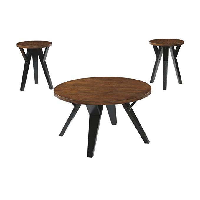 Ashley Furniture Signature Design - Ingel Contemporary 3-Piece Table Set - Includes Coffee Table & 2 End Tables - Two-tone Brown