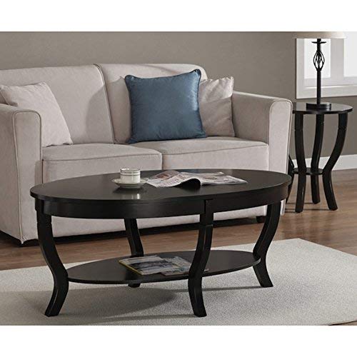 Lewis Distressed Black Oval Coffee Table