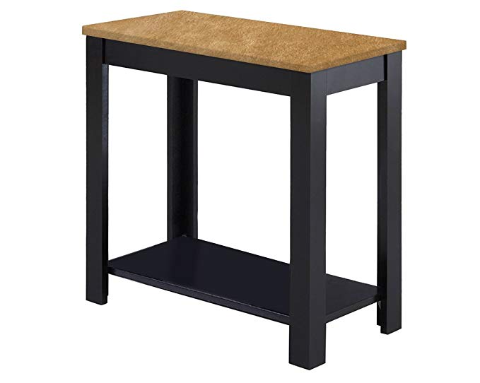 The Furniture Cove New Black Finish End Table featuring Authentic Light Brown Cowhide!