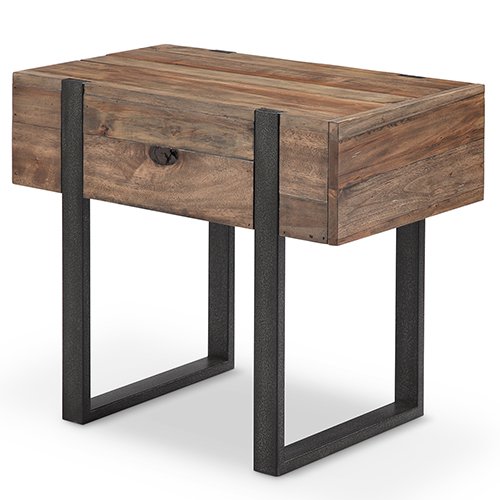 Prescott Modern Reclaimed Wood Chairside End Table in Rustic Honey