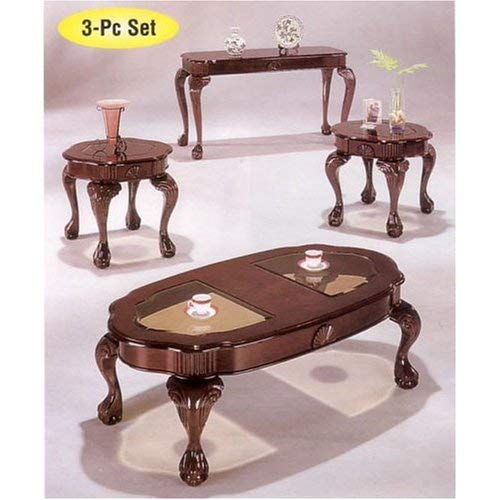 3pc Coffee Table & End Table Set Cherry Finish