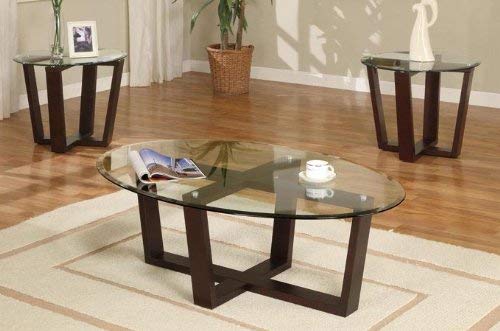 Poundex 3pcs Cross Style Coffee End Table Set - Espresso Finish