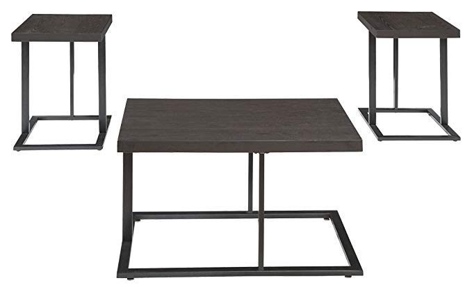 Ashley Furniture Signature Design - Airdon Contemporary 3-Piece Table Set - Includes Coffee Table & 2 End Tables - Bronze Finish