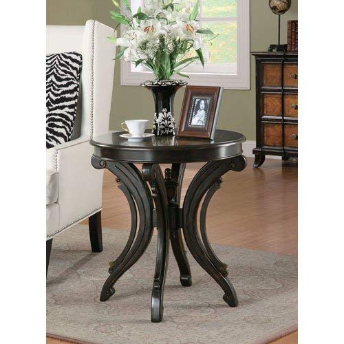 Round End Table with Animal Print Top Scrolled Base by Coaster