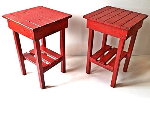 Distressed Night Stand Set /red Distressed End Table Set /Bed Side Tables/Rustic Table/Farmhouse Side Table/Vintage/Wooden Table