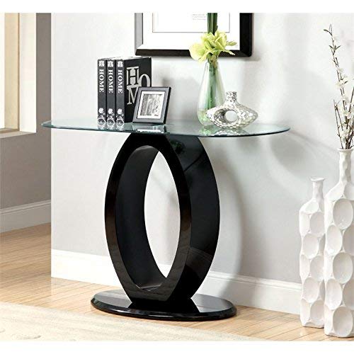 Furniture of America Mason Glass Top Console Table in Black