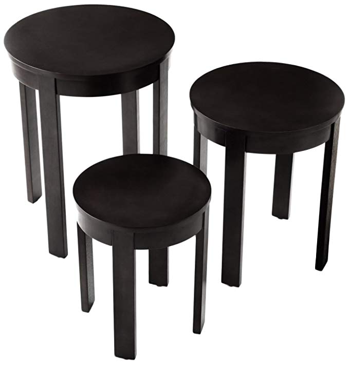 Bay Shore Collection Round Nesting End Table Set, 3-Piece Espresso