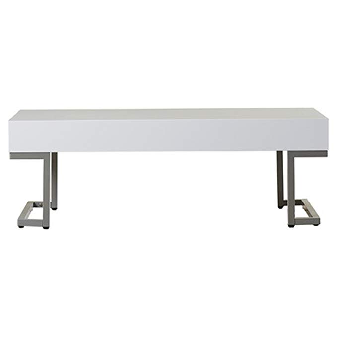 Vida Modern Coffee Table White Finish Rectangle Functional Table Top Stainless Steel Legs Black Serving Tray Modern Style Mercury Row Sturdy Structure Eco-friendly Attractive Piece of Furniture