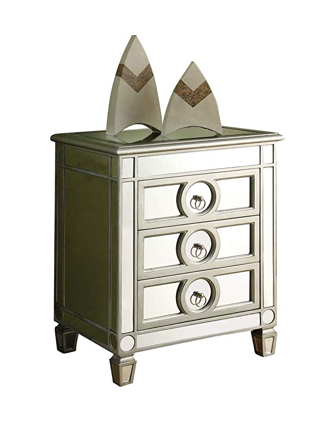 Monarch Specialties 3-Drawer Accent Table, Mirrored