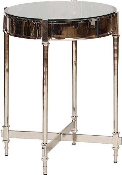 Knox and Harrison Nickel Side Table with Beveled Glass Top