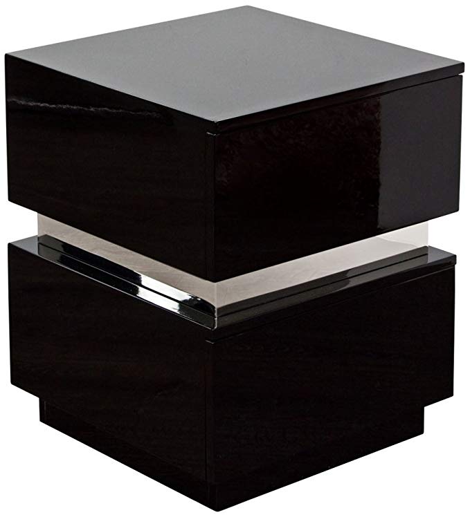 Diamond Sofa 2-Drawer Accent Table in High Gloss Black