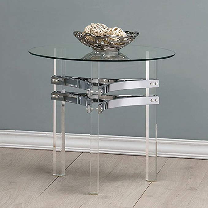 Coaster 720707-CO Round Glass Top End Table, Chrome