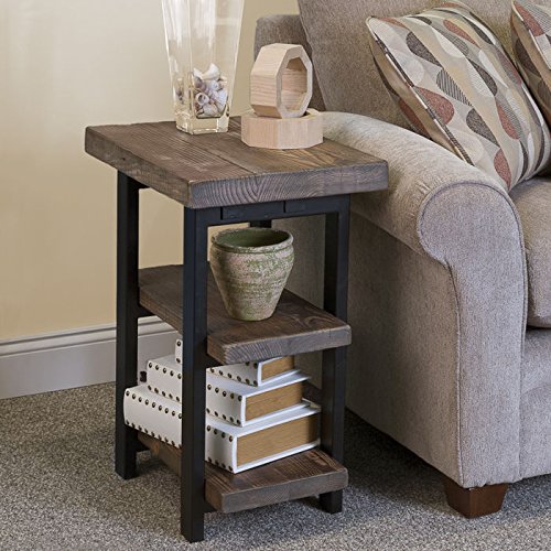 Alaterre AMBA0220 Pomona 2 Shelf End Table in Rustic Natural,