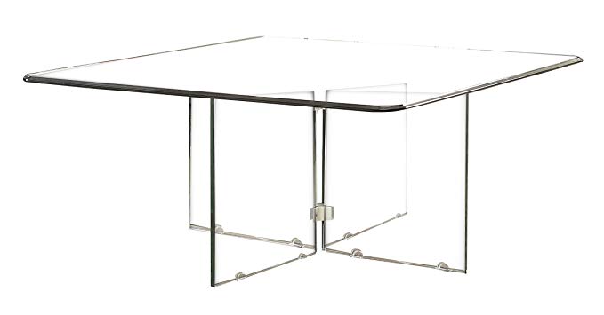 Homelegance Alouette Square Glass Cocktail Table, Clear