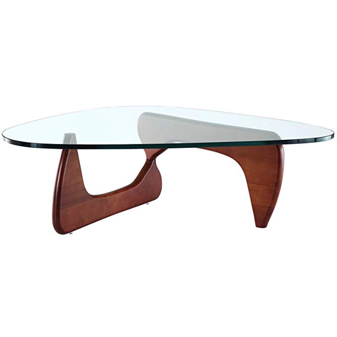 EMODERN FURNITURE eMod - Noguchi Coffee Table Triangle Glass Top Cherry Base