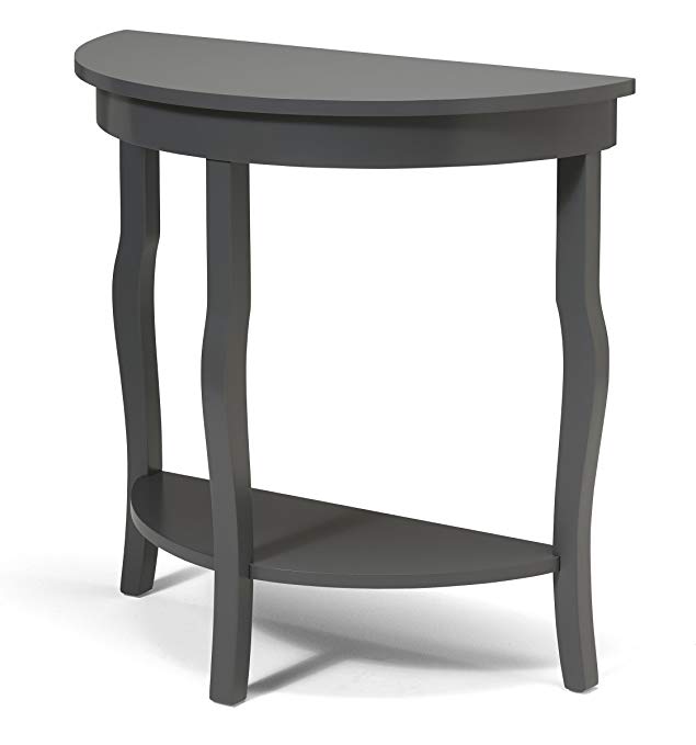 Kate and Laurel Lillian Wood Half Moon Console Table Curved Legs with Shelf, Gray