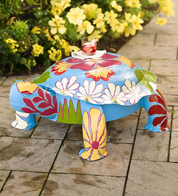 Folk Art Turtle Table in Colorful Painted Metal 35 L x 24 W x 13.50 H