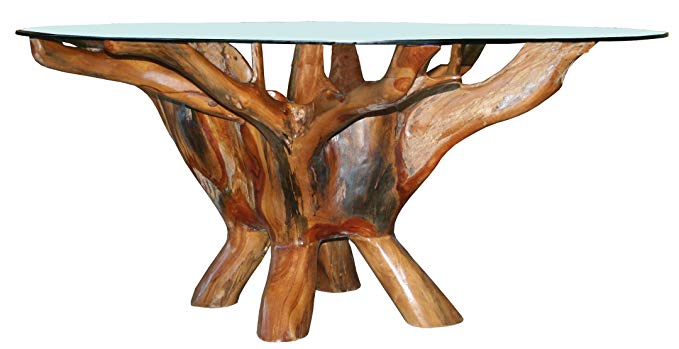 Teak Root Coffee Table Including 43 Inch Round Glass Top Made By Chic Teak