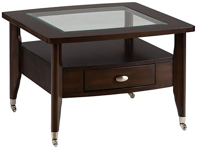 Jofran Montego Square Cocktail Table with Chrome Casters in Merlot