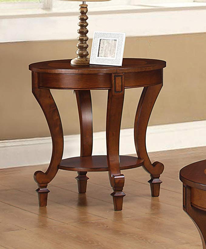 Coaster Home Furnishings End Table with Curved Legs Warm Brown