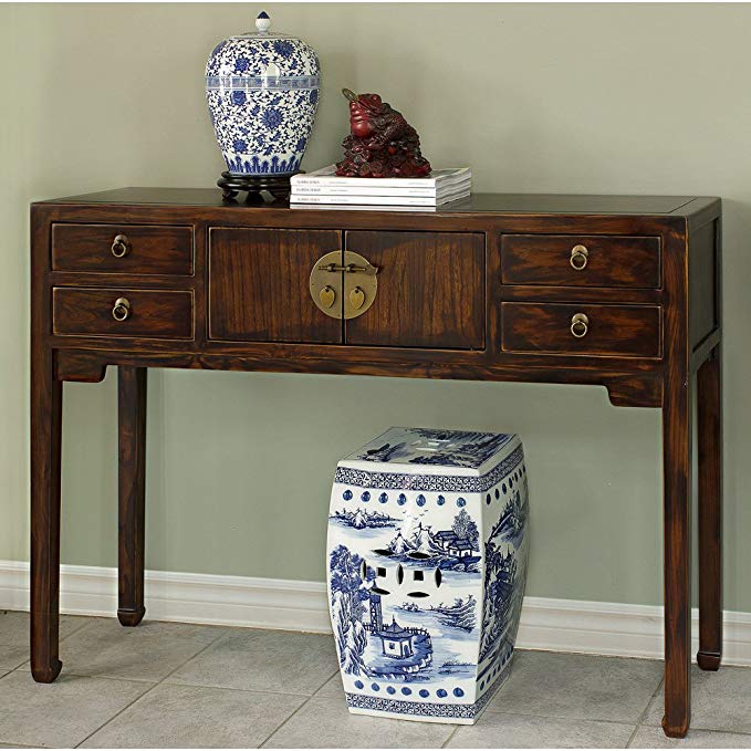 ChinaFurnitureOnline Elmwood Console Table, Ming Style Mahogany Finish