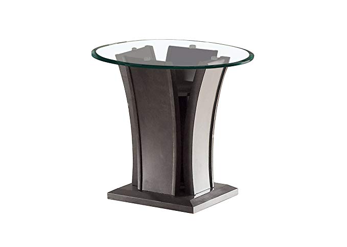 HOMES: Inside + Out IDF-4104GY-E Corrie Glass Top End Table, Gray