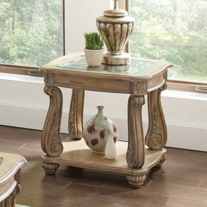 Coaster 1 Shelf End Table in Antique Linen