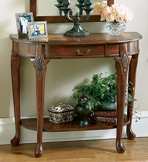 Butler Cherry Hallway Table w Ornamental Fan Wood Inset