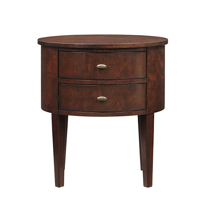 ModHaus Living Modern Style Wood Accent Nightstand End Sofa Table Console Oval Shaped with 2.