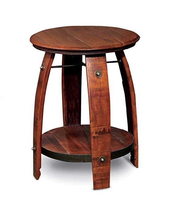 2-Day Designs Barrel Side Table with Shelf