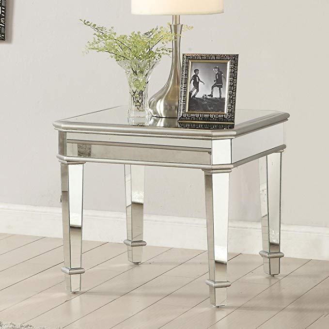 Coaster Home Furnishings Square Mirrored End Table Silver