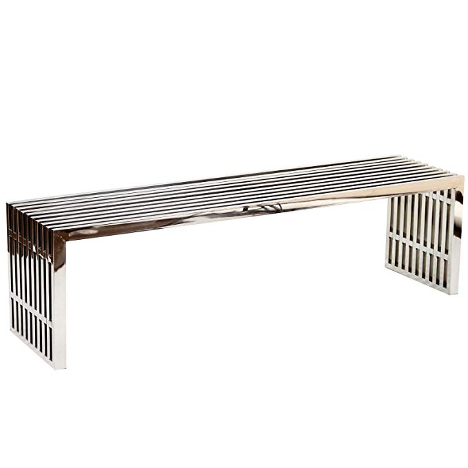 Mod Tubular Large Stainless Steel Bench , Indoor Outdoor Use