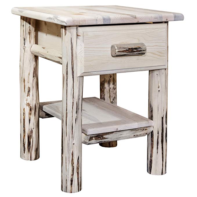 Montana Woodworks MWNDV Montana Collection Nightstand/End Table with Drawer & Shelf, Clear Lacquer Finish