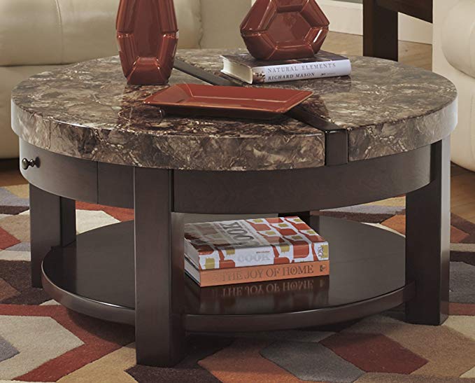 Kraleene Dark Brown Color Round Lift Top Cocktail Table