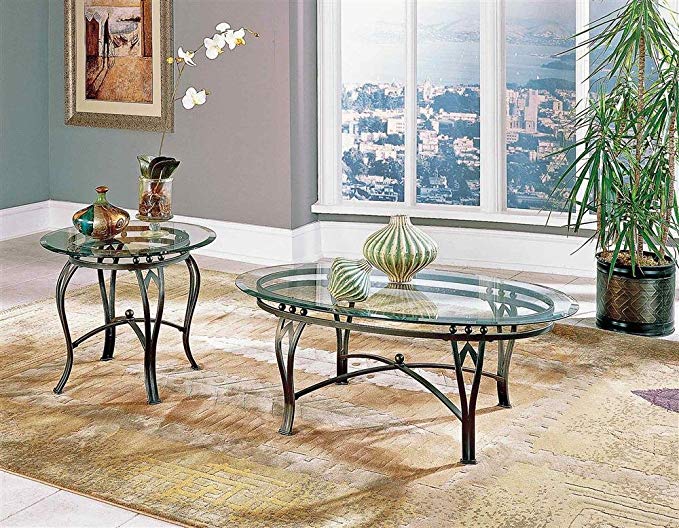 Steve Silver Madrid Beveled Glass Top Occasional Table 2 Pc Set