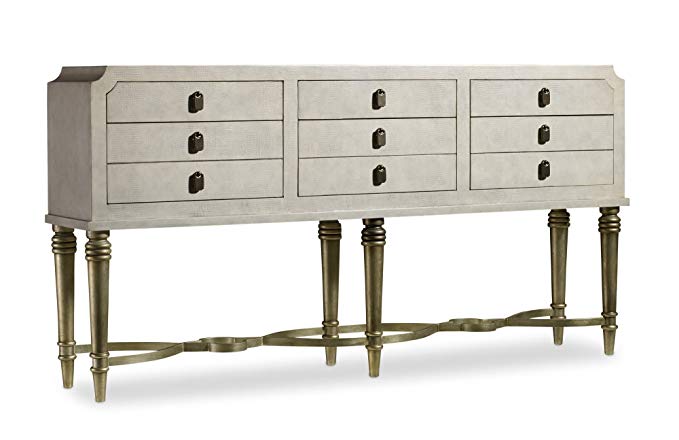 Hooker Furniture Melange 6-Drawer Nadia Console Table in Beige and Champagne