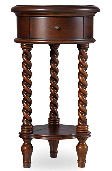 Hooker Furniture 14'' Inlay Top Round Accent Table, Maple, Cherry/Chestnut Burl Veneer