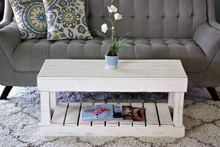 White Slatted Bottom Coffee Table