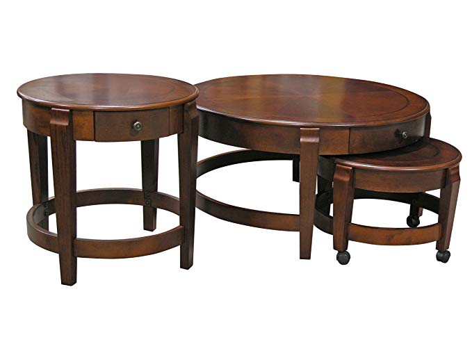 Fairview Game Rooms Nesting Coffee Table Set with Accent Table in Chestnut Finish