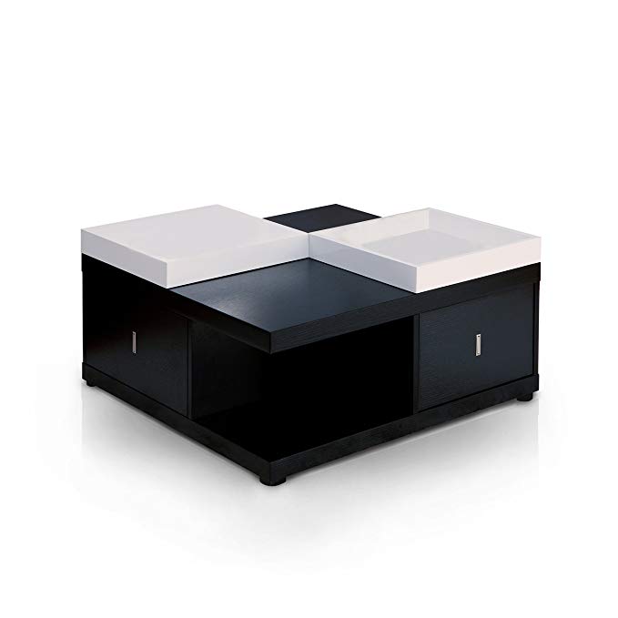 ioHOMES Morgan Square Coffee Table with Serving Tray, Black