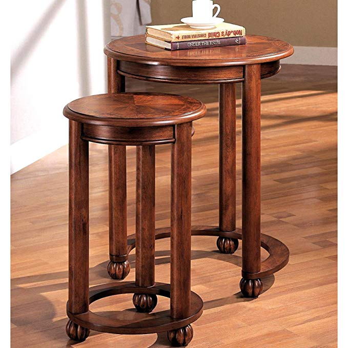 A Line Furniture Tanuge Design Wooden 2-Piece Round Nesting Table Set