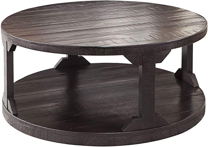 Ashley Rogness Round Cocktail Table in Rustic Brown