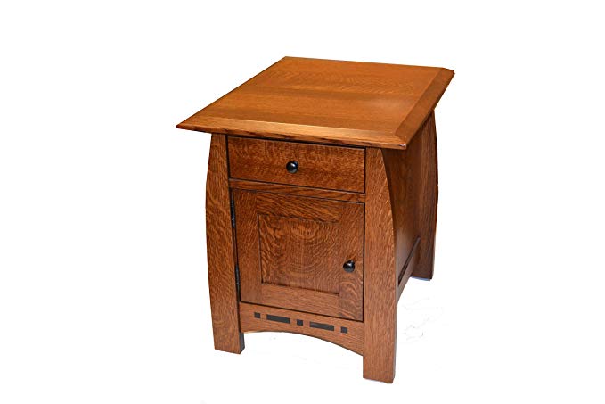 Crafters and Weavers Mission Quarter Sawn Inlaid Oak End Tables or Night Stand