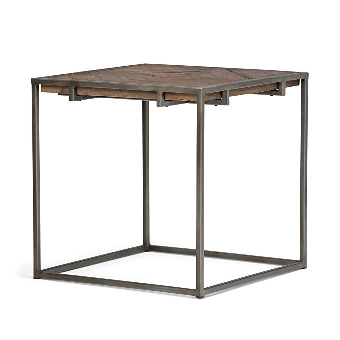 Simpli Home Avery Aged Elmwood End Side Table, Distressed Java