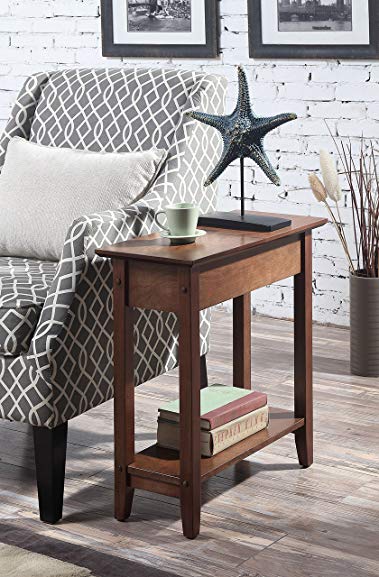 Convenience Concepts American Heritage Flip Top End Table, Dark Walnut